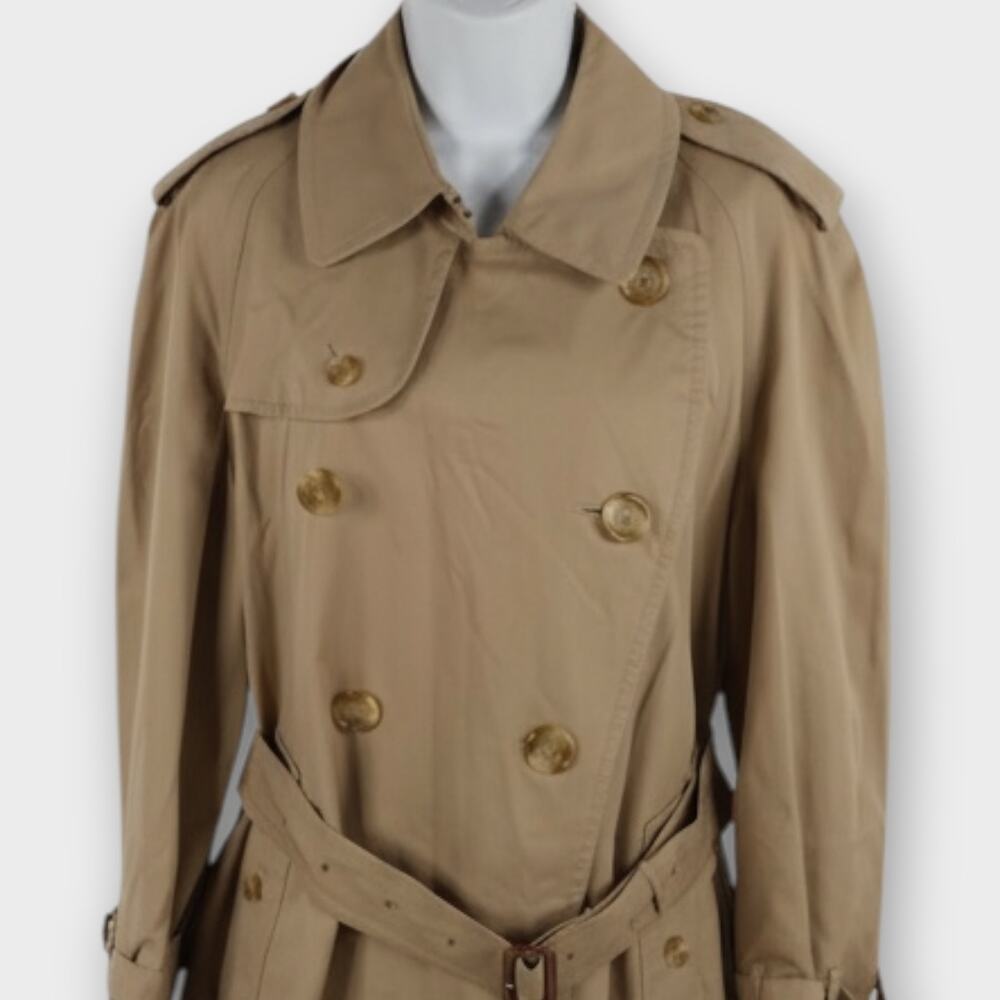 Vintage Burberry Trench Coat Nova Check Lined Beige Long Belted Coat – Size 38 - Picture 3 of 6